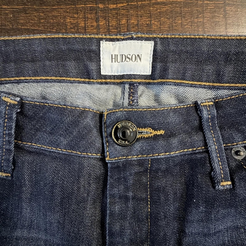 Hudson Carly Straight Leg Jeans Dark‎ Wash Blue 27 Flap Pocket Designer Denim - Picture 8 of 14